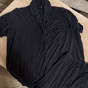 SKIMS Black Short-Sleeve Button Pajama Set